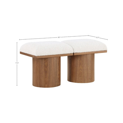 Pavilion Cream Boucle Fabric Bench