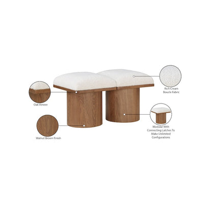 Pavilion Cream Boucle Fabric Bench