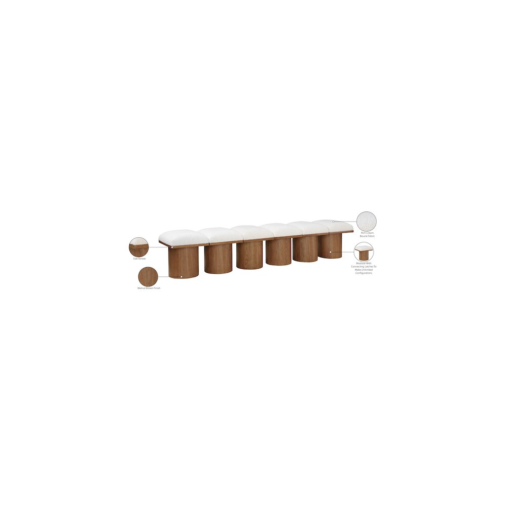 Pavilion Cream Boucle Fabric Bench