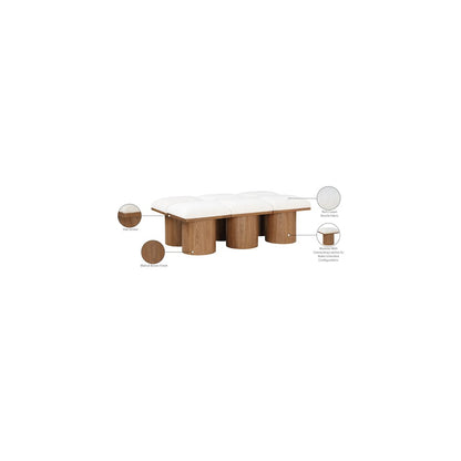 Pavilion Cream Boucle Fabric Bench