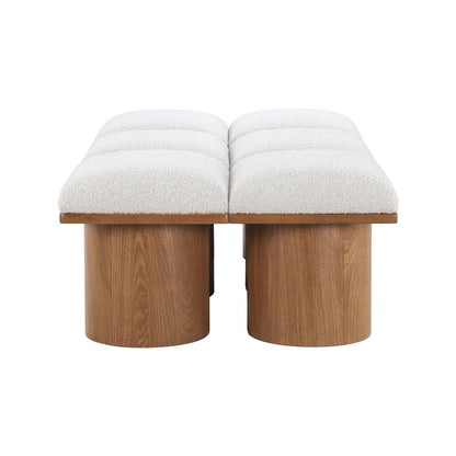 Pavilion Cream Boucle Fabric Bench