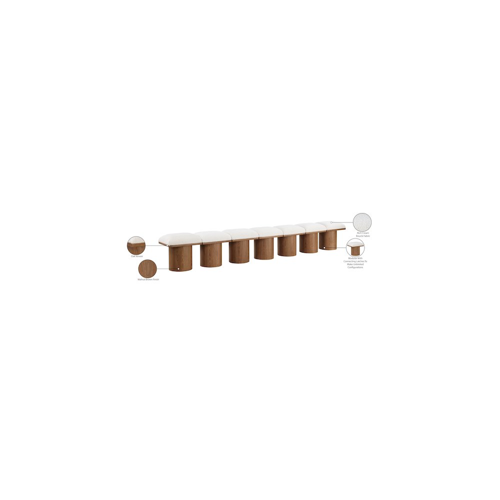 Pavilion Cream Boucle Fabric Bench