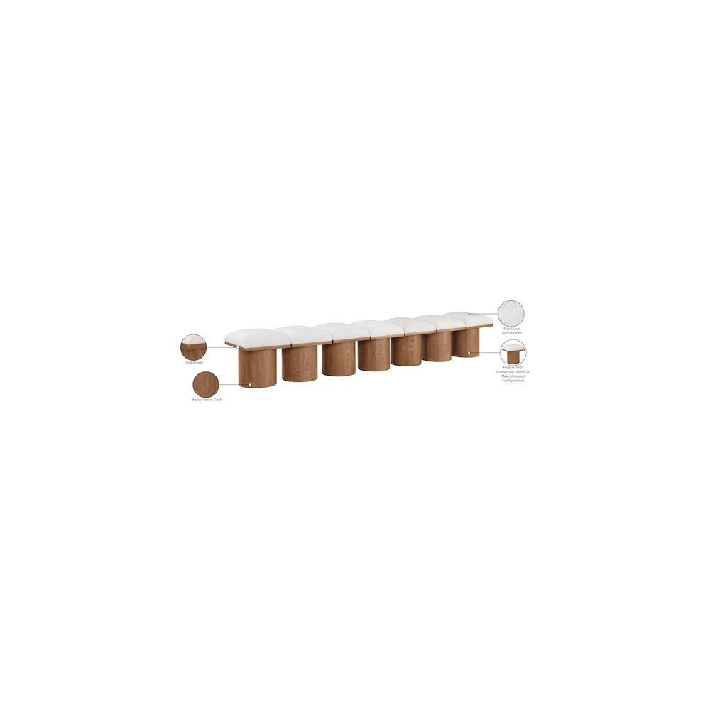 Pavilion Cream Boucle Fabric Bench