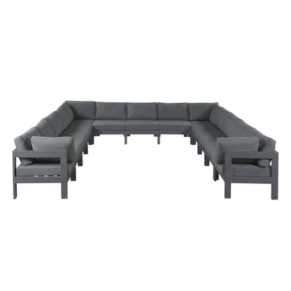 Gray Fabric Outdoor Patio Modular Sectional With Contemporary Style