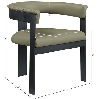 Romeo Olive Green Vegan Leather Dining Chair, Set of 2