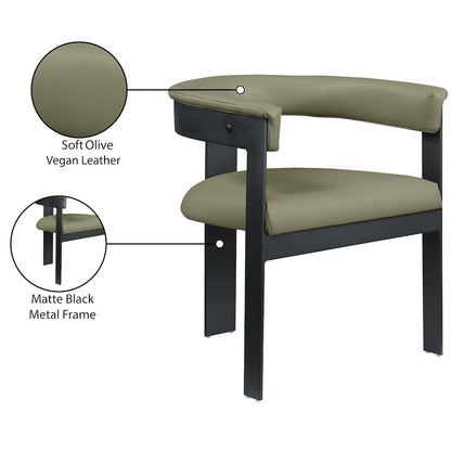 Romeo Olive Green Vegan Leather Dining Chair, Set of 2