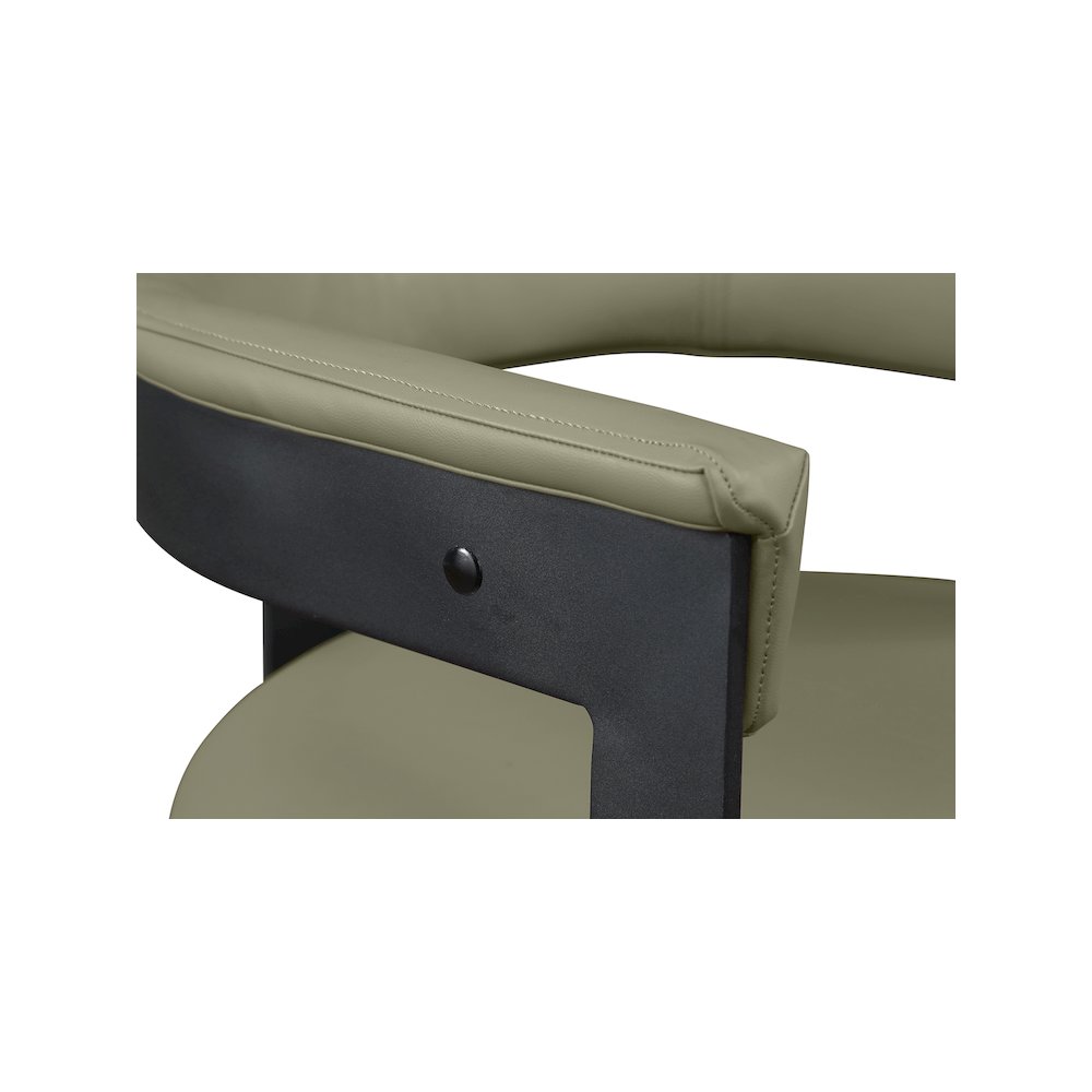 Romeo Olive Green Vegan Leather Dining Chair, Set of 2