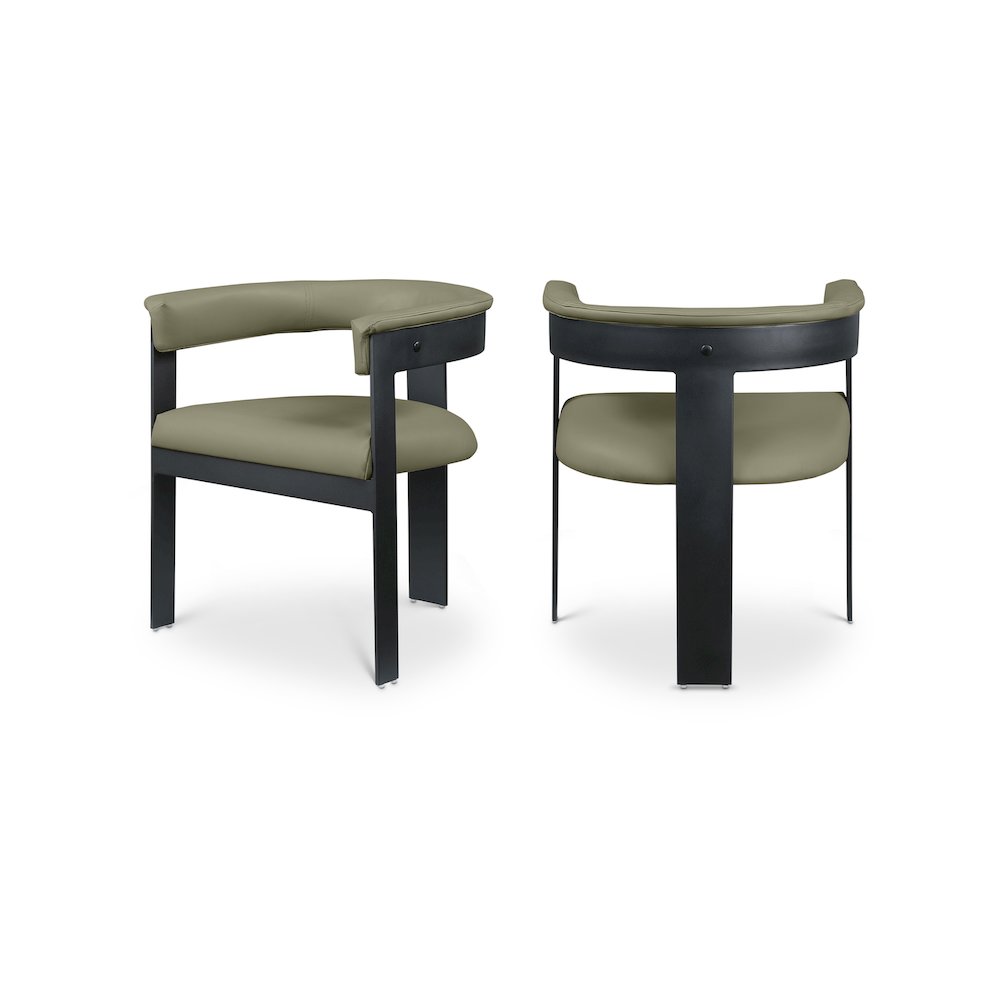 Romeo Olive Green Vegan Leather Dining Chair, Set of 2