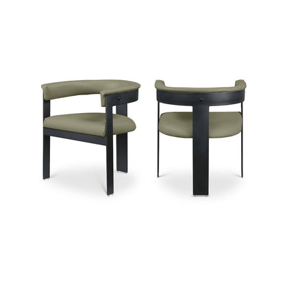 Romeo Olive Green Vegan Leather Dining Chair, Set of 2