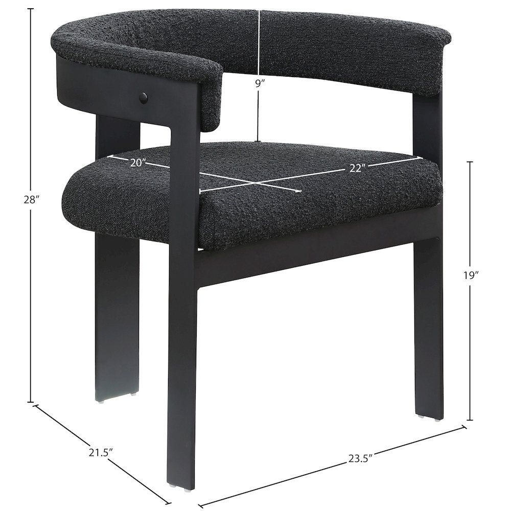 Romeo Black Boucle Fabric Dining Chair, Set of 2