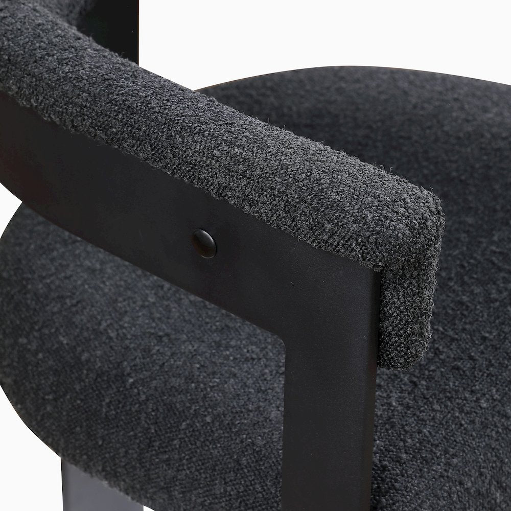 Romeo Black Boucle Fabric Dining Chair, Set of 2