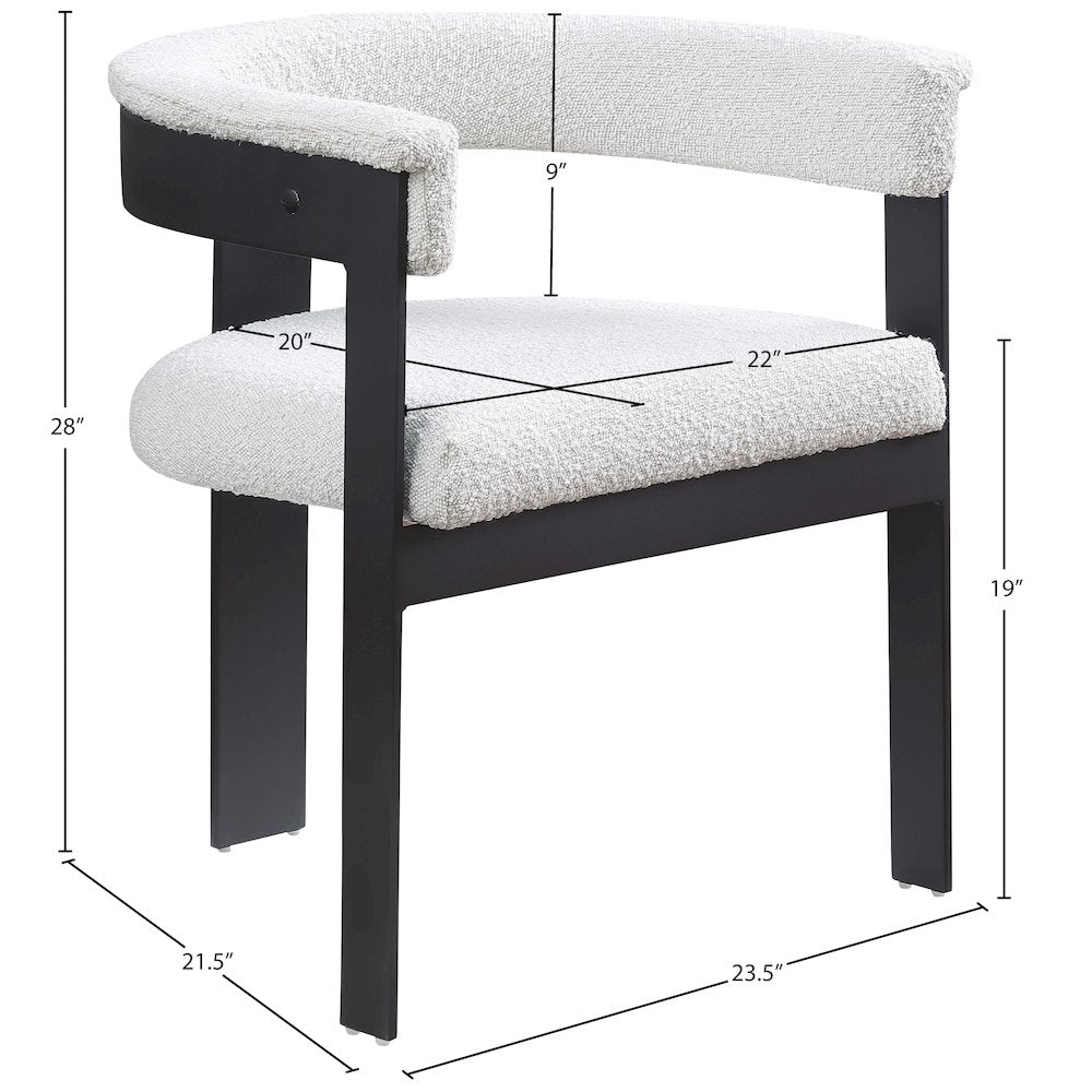 Romeo Cream Boucle Fabric Dining Chair, Set of 2