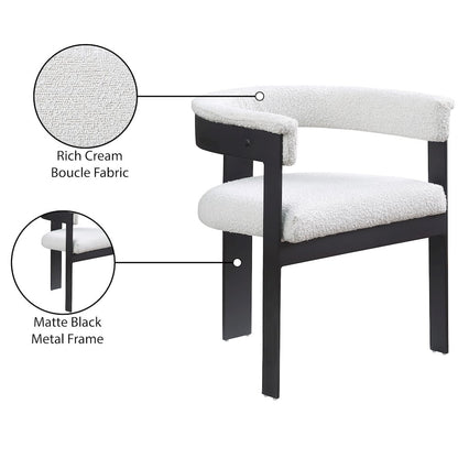 Romeo Cream Boucle Fabric Dining Chair, Set of 2