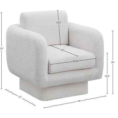 Alessandra Cream Chenille Fabric Swivel Accent Chair