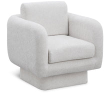 Alessandra Cream Chenille Fabric Swivel Accent Chair