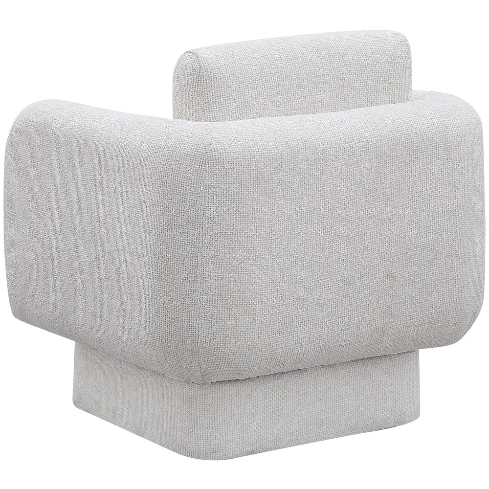 Alessandra Cream Chenille Fabric Swivel Accent Chair