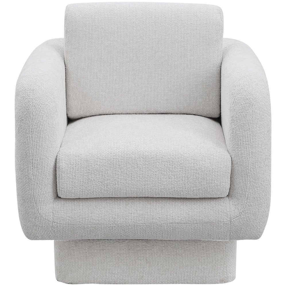Alessandra Cream Chenille Fabric Swivel Accent Chair