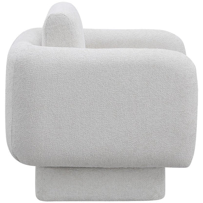 Alessandra Cream Chenille Fabric Swivel Accent Chair