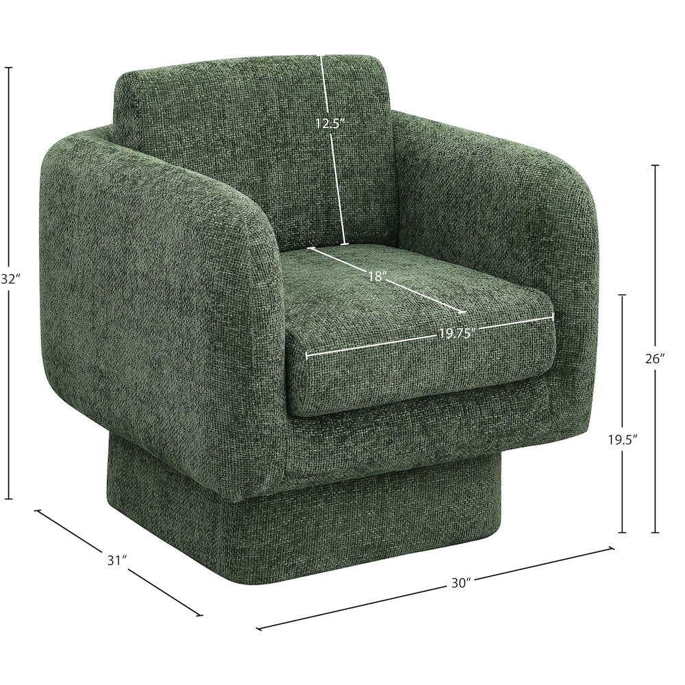 Alessandra Green Chenille Fabric Swivel Accent Chair