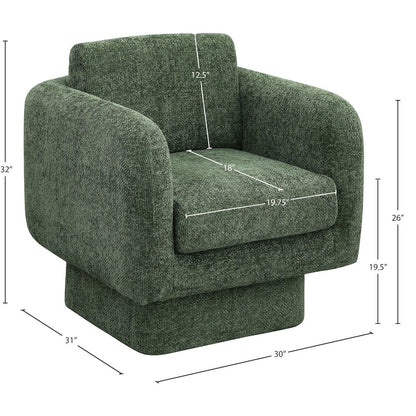 Alessandra Green Chenille Fabric Swivel Accent Chair