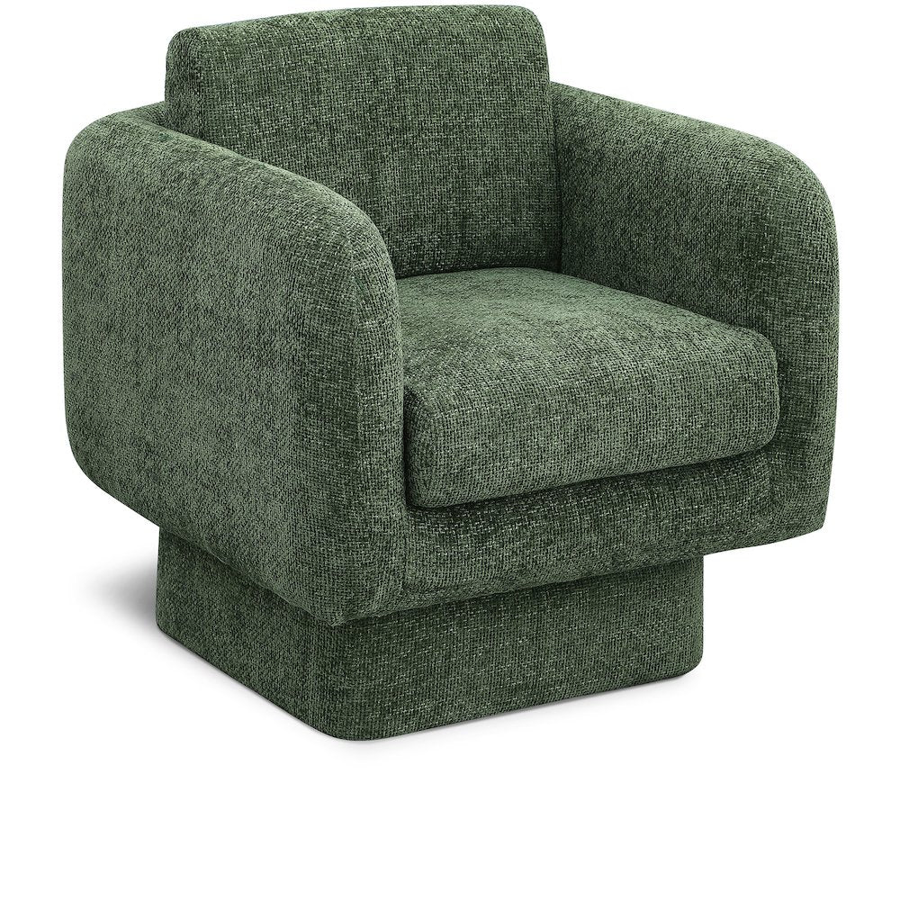 Alessandra Green Chenille Fabric Swivel Accent Chair