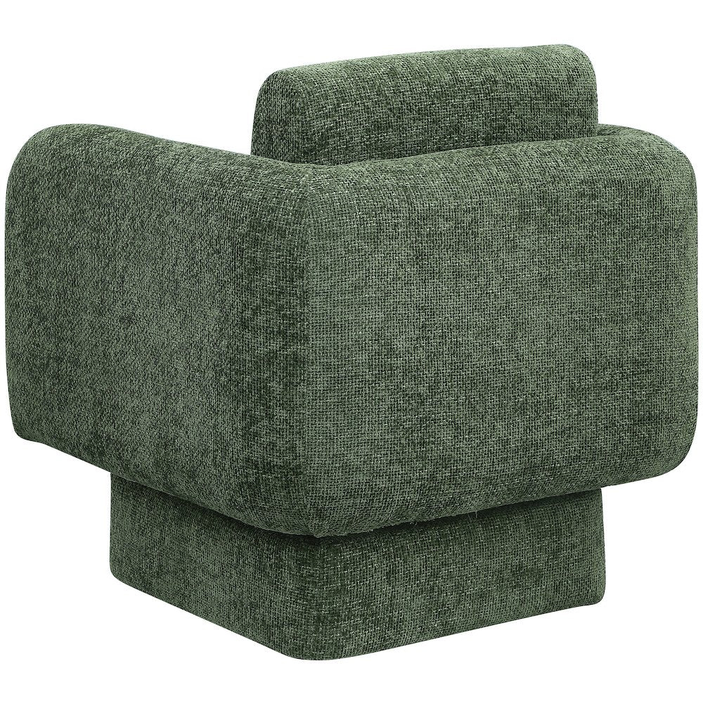 Alessandra Green Chenille Fabric Swivel Accent Chair