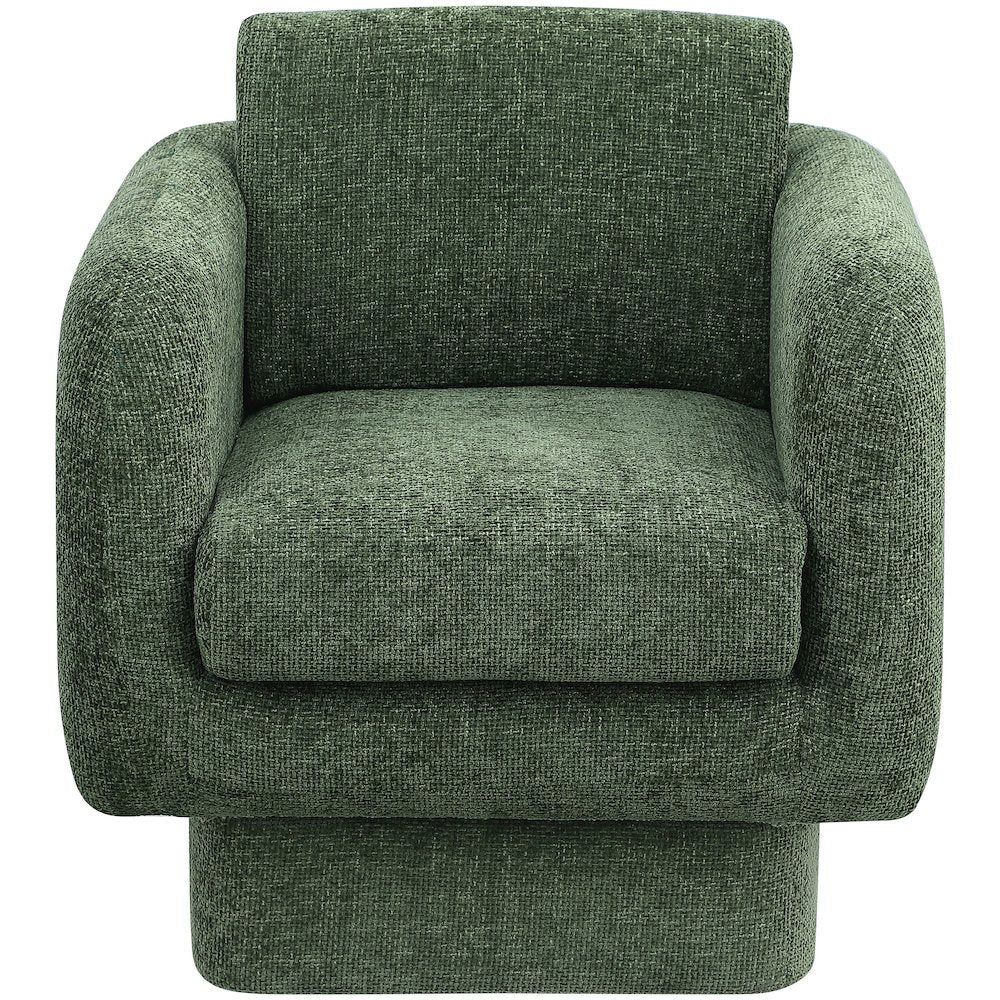 Alessandra Green Chenille Fabric Swivel Accent Chair