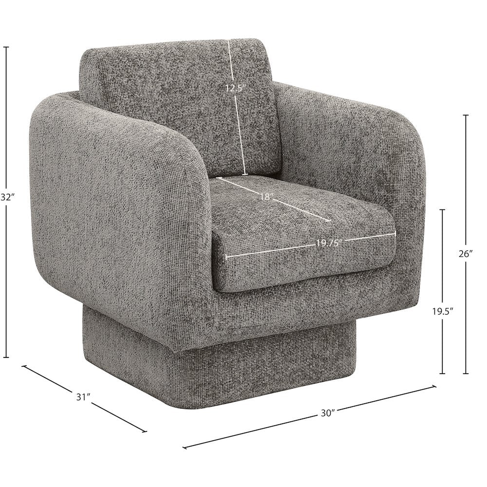 Alessandra Grey Chenille Fabric Swivel Accent Chair