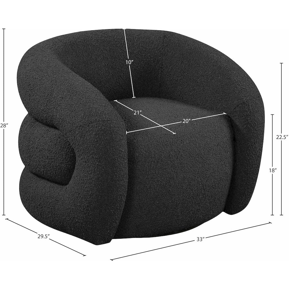 Roxbury Black Boucle Fabric Swivel Accent Chair