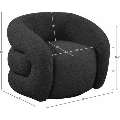Roxbury Black Boucle Fabric Swivel Accent Chair