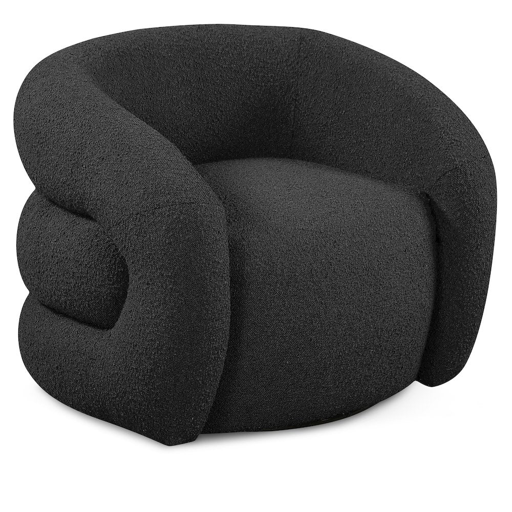 Roxbury Black Boucle Fabric Swivel Accent Chair