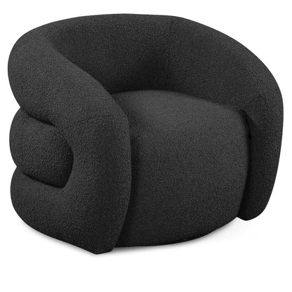 Roxbury Black Boucle Fabric Swivel Accent Chair