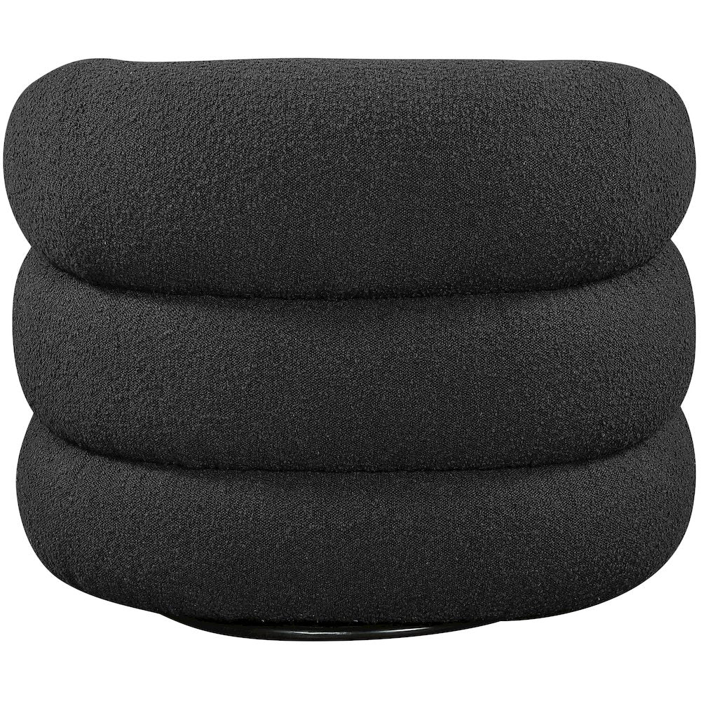 Roxbury Black Boucle Fabric Swivel Accent Chair