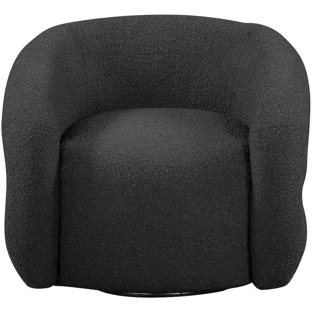 Roxbury Black Boucle Fabric Swivel Accent Chair
