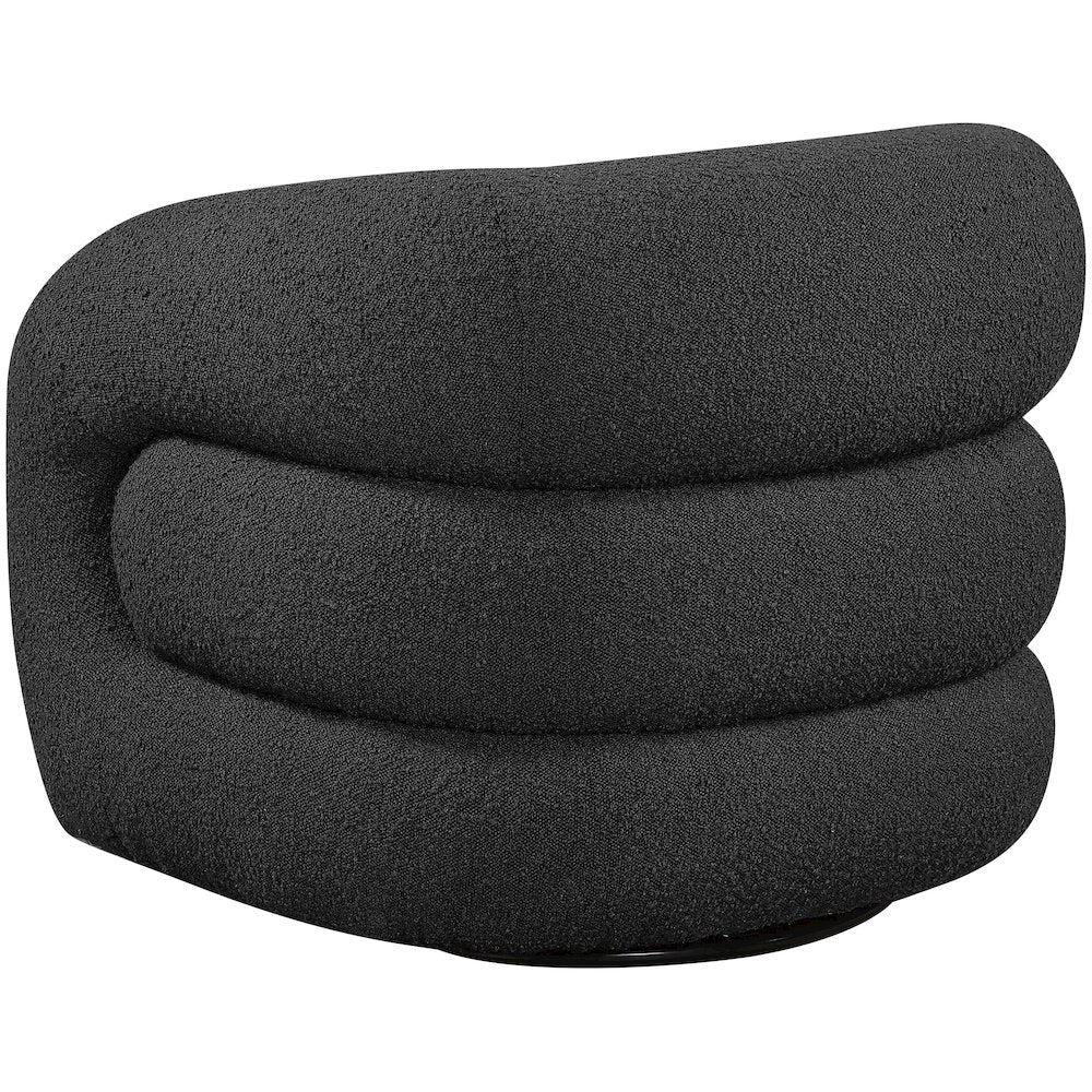 Roxbury Black Boucle Fabric Swivel Accent Chair