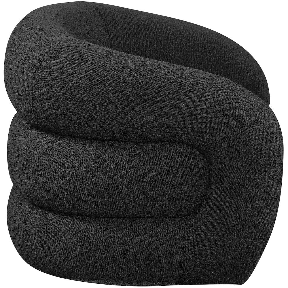 Roxbury Black Boucle Fabric Swivel Accent Chair