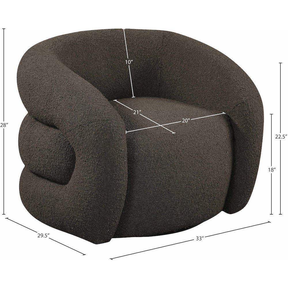 Roxbury Brown Boucle Fabric Swivel Accent Chair