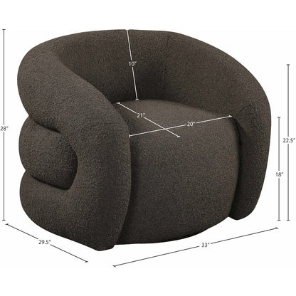 Roxbury Brown Boucle Fabric Swivel Accent Chair
