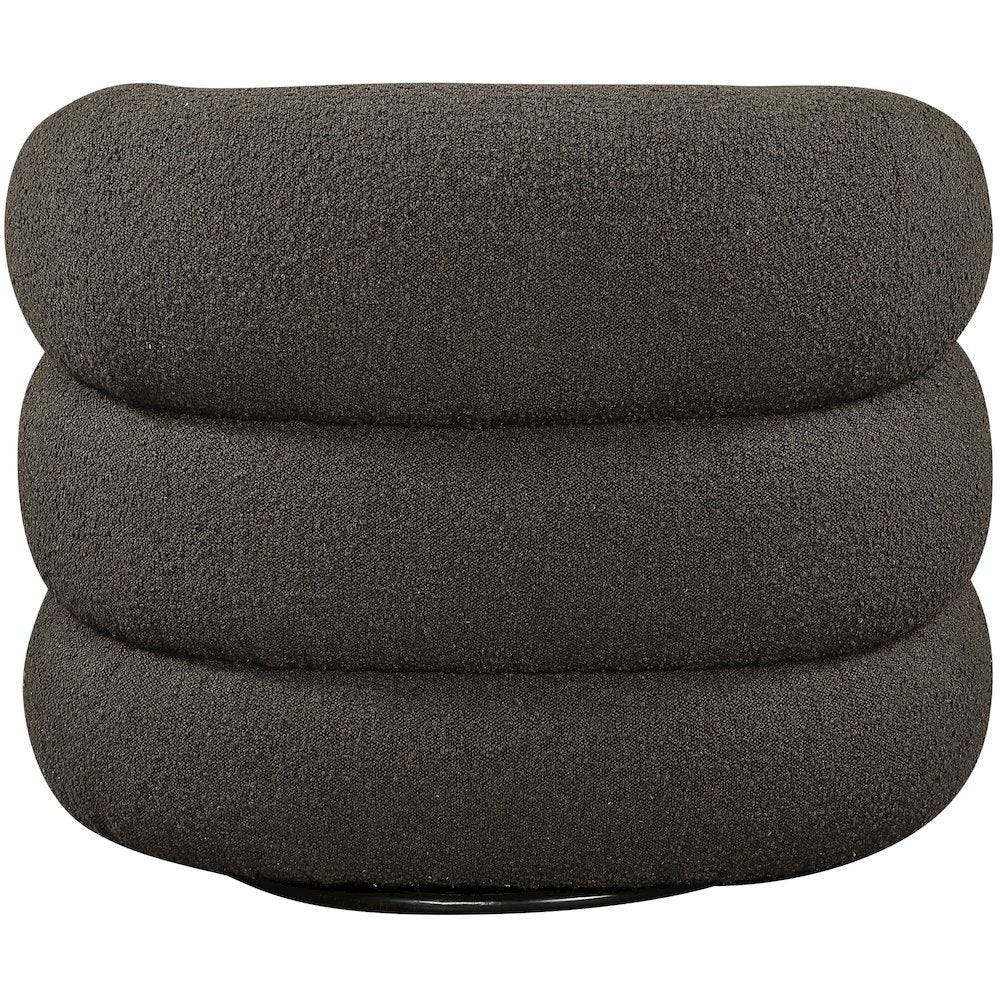 Roxbury Brown Boucle Fabric Swivel Accent Chair