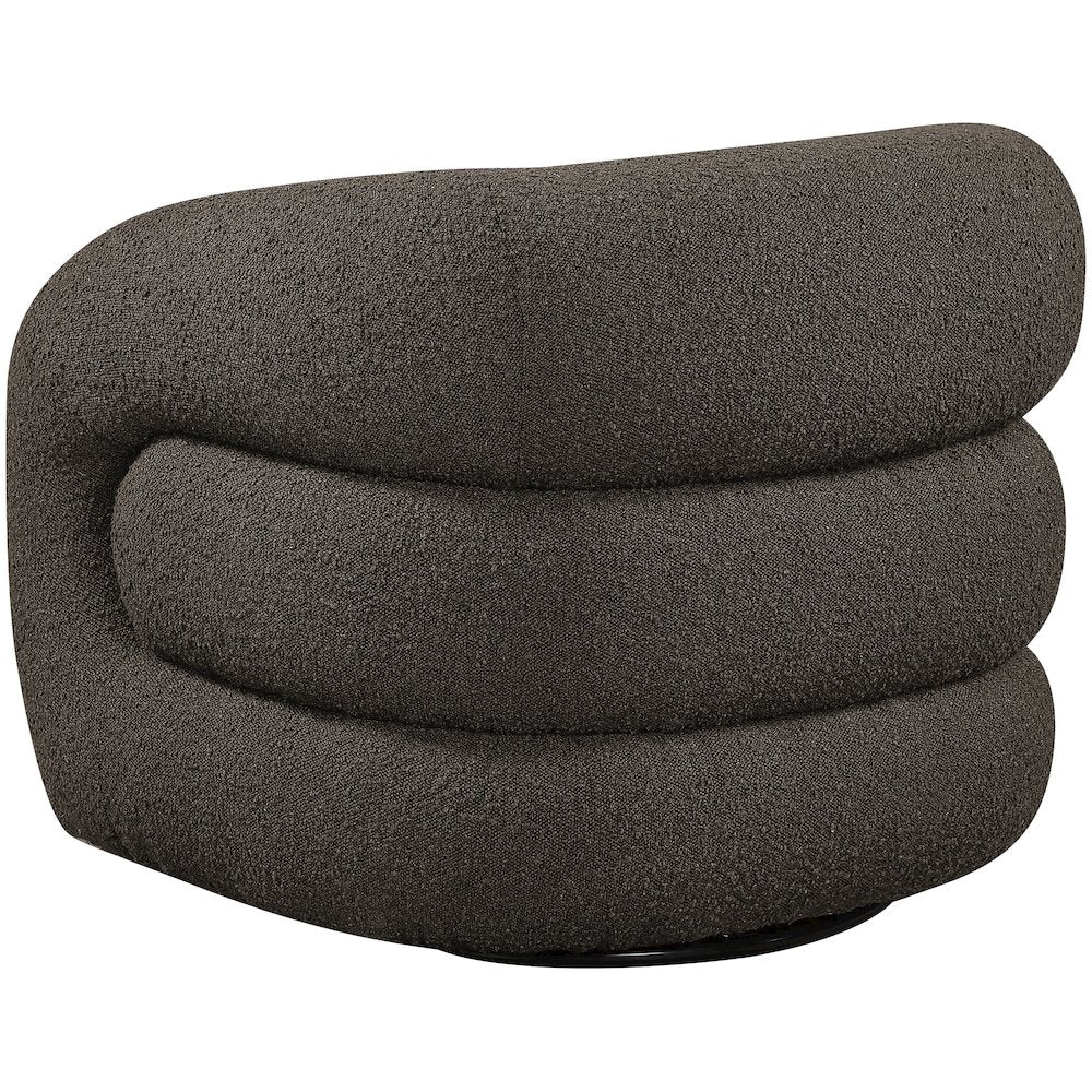 Roxbury Brown Boucle Fabric Swivel Accent Chair