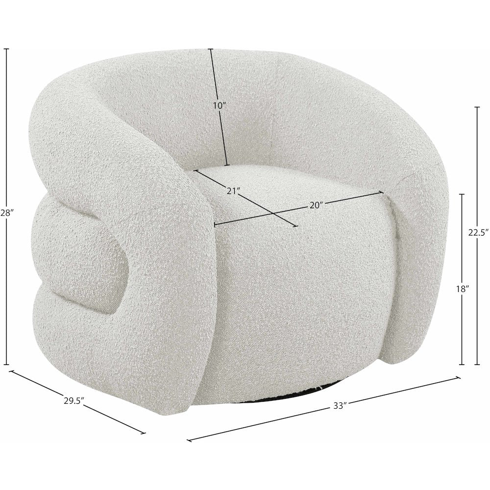 Roxbury Cream Boucle Fabric Swivel Accent Chair