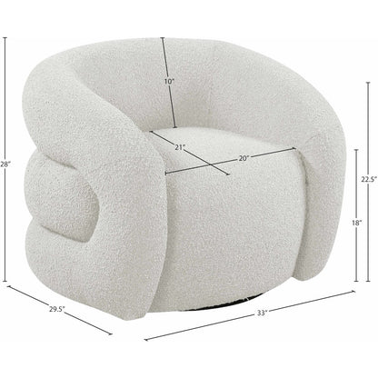 Roxbury Cream Boucle Fabric Swivel Accent Chair