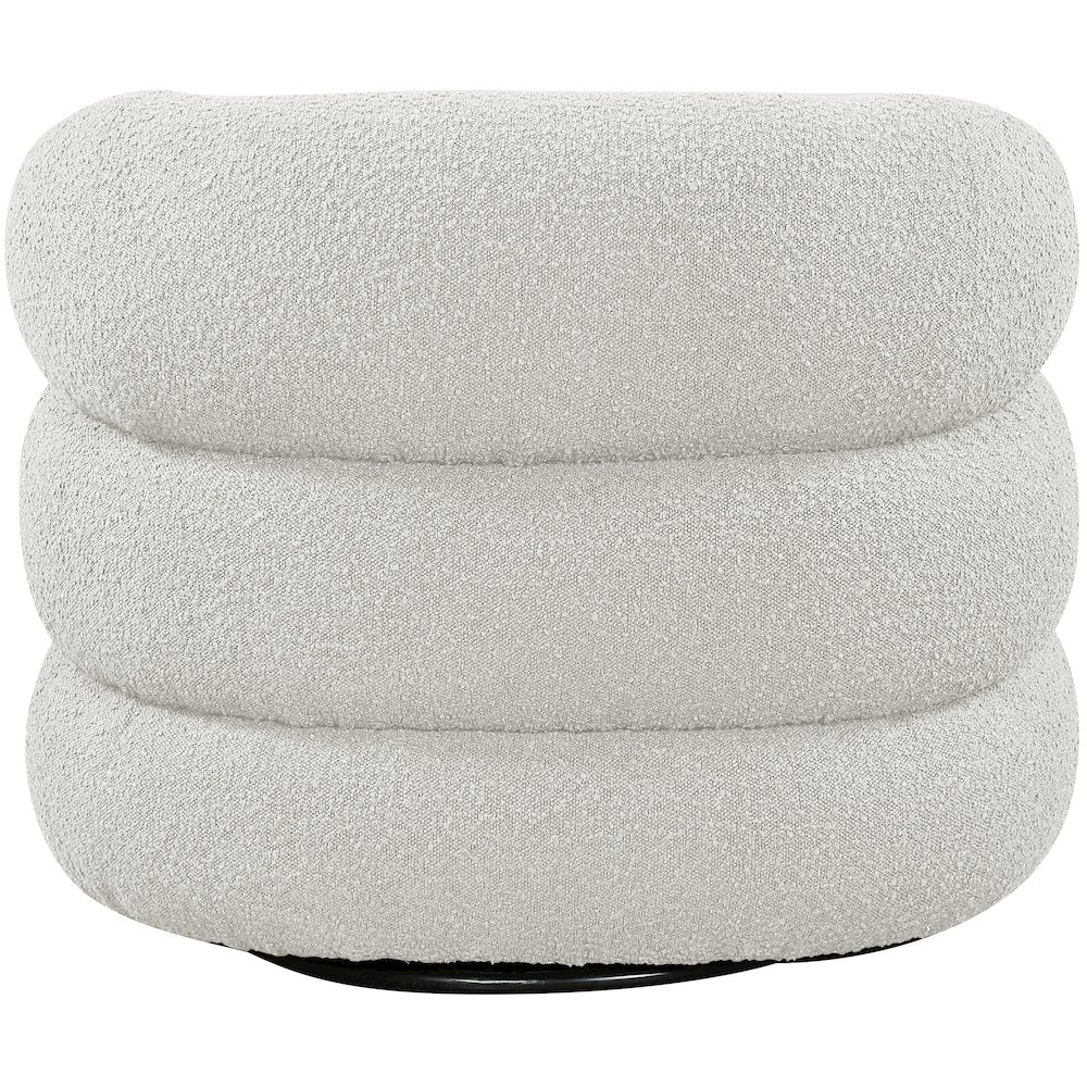 Roxbury Cream Boucle Fabric Swivel Accent Chair