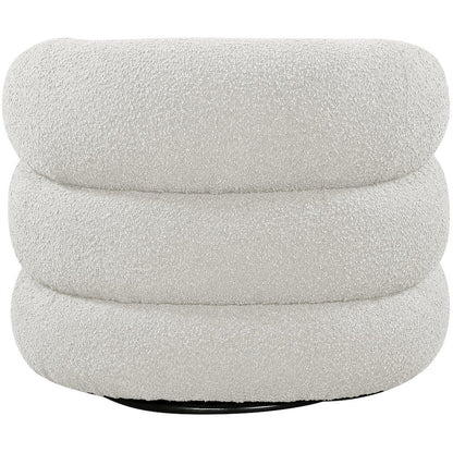 Roxbury Cream Boucle Fabric Swivel Accent Chair