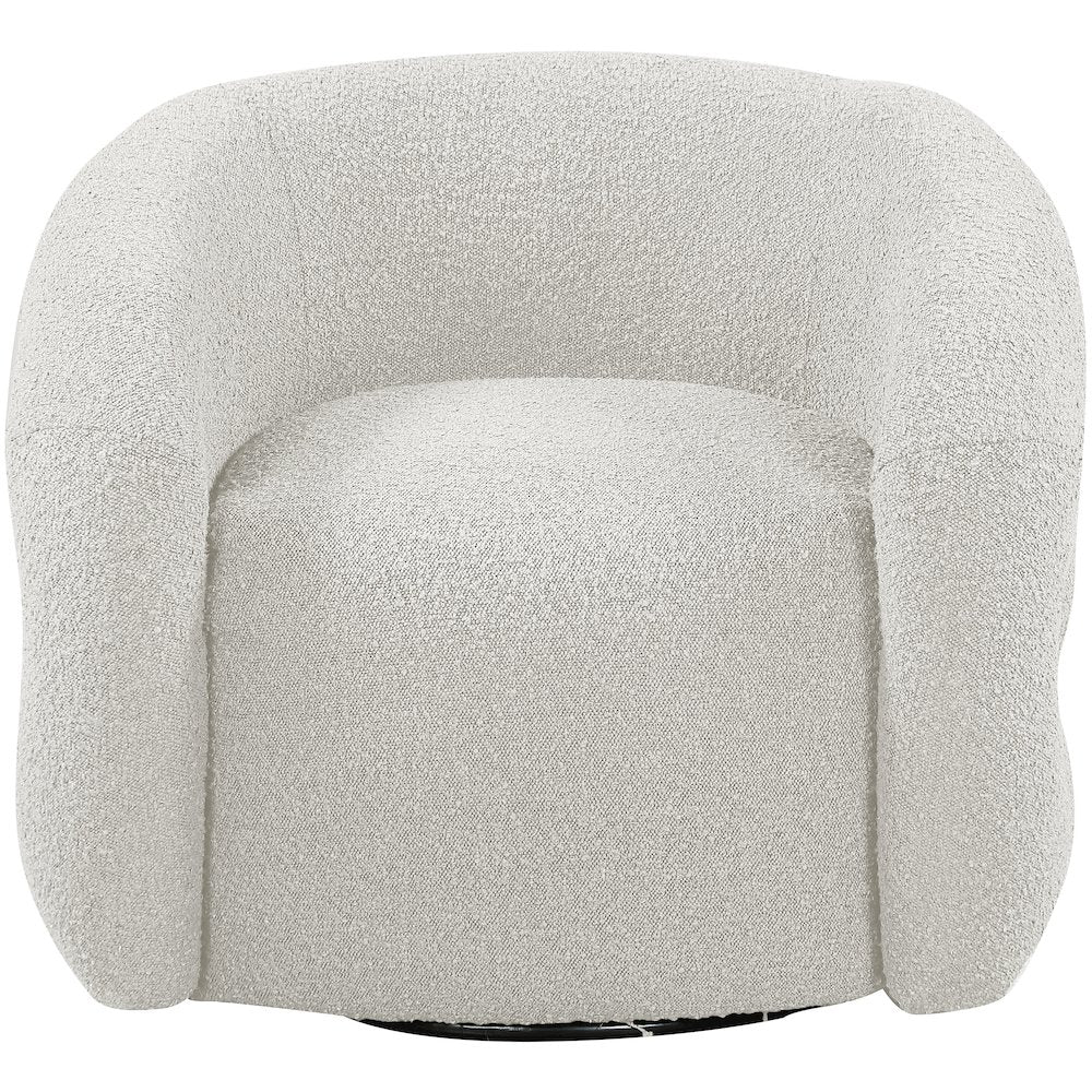 Roxbury Cream Boucle Fabric Swivel Accent Chair