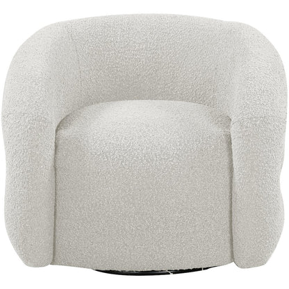 Roxbury Cream Boucle Fabric Swivel Accent Chair