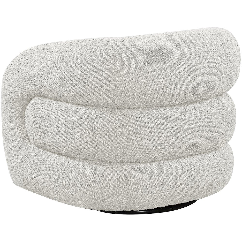 Roxbury Cream Boucle Fabric Swivel Accent Chair