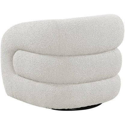 Roxbury Cream Boucle Fabric Swivel Accent Chair