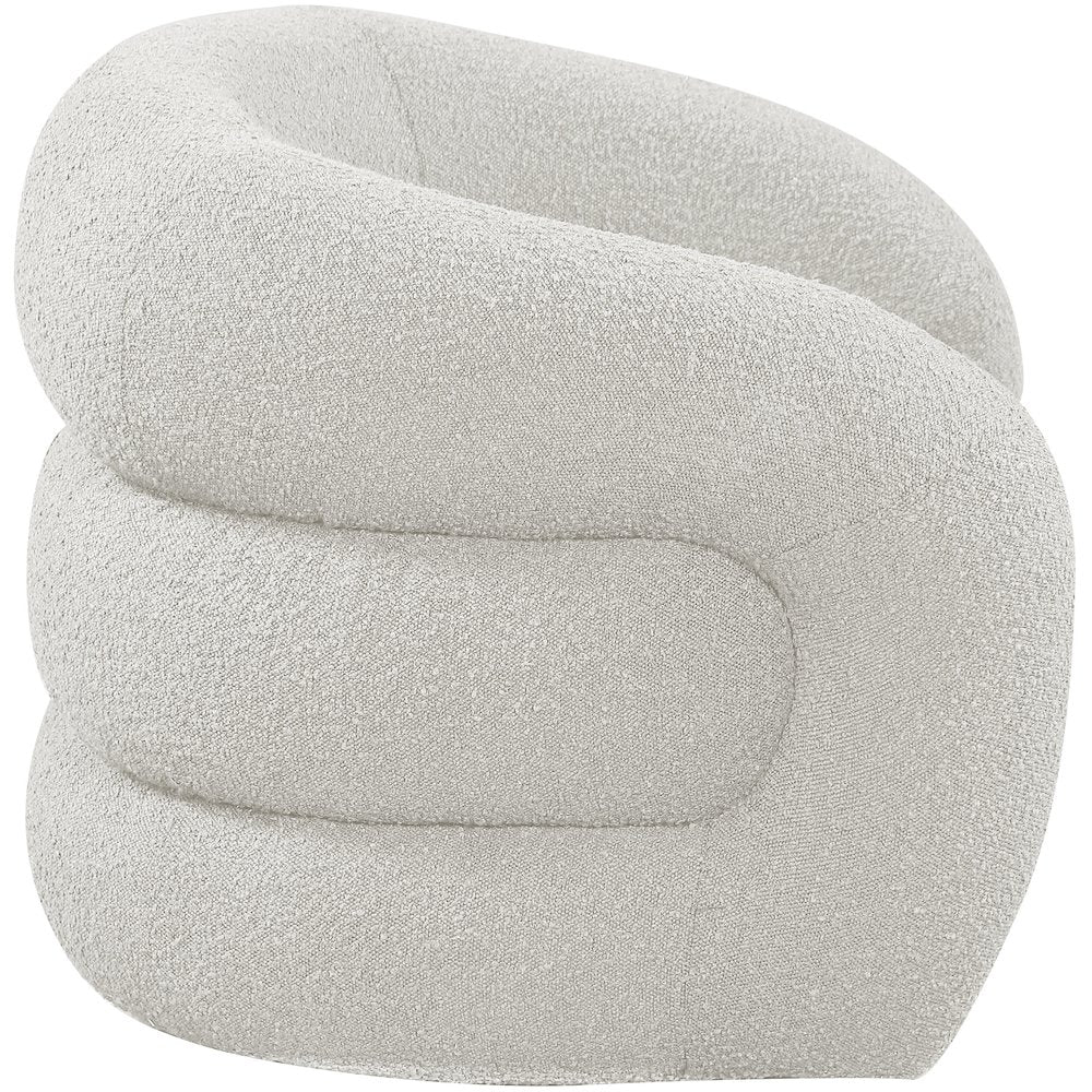 Roxbury Cream Boucle Fabric Swivel Accent Chair