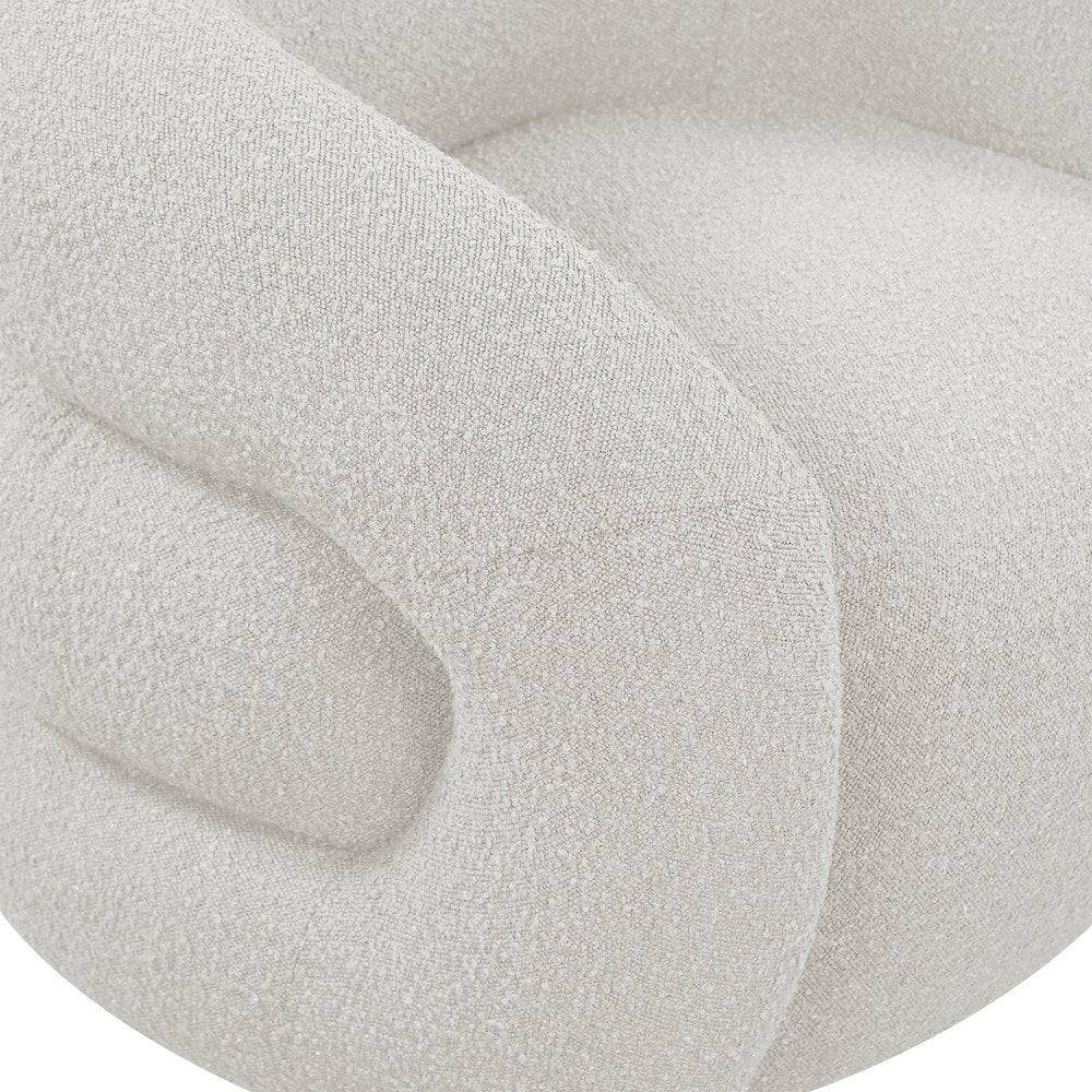Roxbury Cream Boucle Fabric Swivel Accent Chair